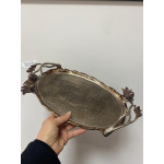 Royal Metal Aluminyum Oval  Dekoratif Tepsi Bronz 38x21cm