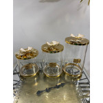 Sedefli Gold Detaylı Çay Şeker Kavanozu 3 Lü