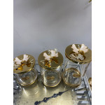 Sedefli Gold Detaylı Çay Şeker Kavanozu 3 Lü