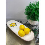 Porselen Limon Desenli Kayık Tabak 36 CM