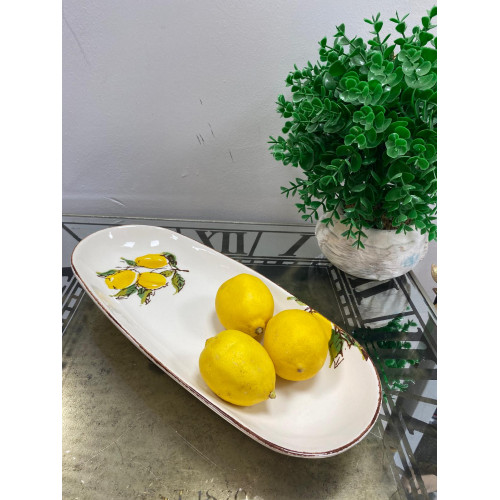 Porselen Limon Desenli Kayık Tabak 36 CM