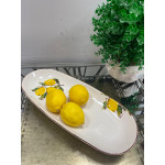 Porselen Limon Desenli Kayık Tabak 36 CM