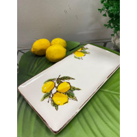 Porselen Limon Desenli Dikdörtgen Sunum Tabağı 28x14 cm