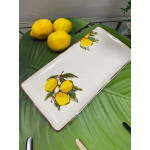 Porselen Limon Desenli Dikdörtgen Sunum Tabağı 28x14 cm