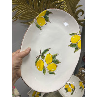 Limon Desenli Porselen Kayık Sunum Tabağı 36x25,5cm
