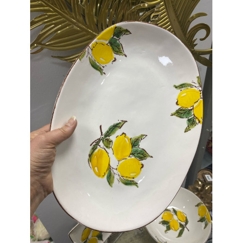 Limon Desenli Porselen Kayık Sunum Tabağı 36x25,5cm Limon Desenli Porselen Kayık Sunum Tabağı 36x25,5cm