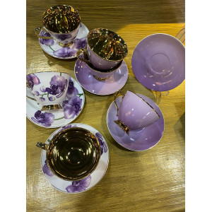 Yaldızlı Porselen Nescafe Çay Fincan Takımı