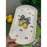 Limonlu Porselen Orta Sunum Tabağı Oval 30x18 cm
