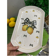 Limonlu Porselen Orta Sunum Tabağı Oval 30x18 cm