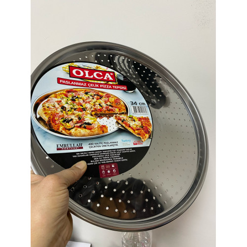 Paslanmaz Çelik Pizza Tepsisi 34 Cm Pizza Için Paslanmaz Çelik Pizza Tepsisi 34 Cm Pizza Için