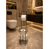 Tuvalet Kâğıtlığı Yedekli Metal Tuvalet Kağıdı Standı Tutacağı Askısı 60x14 cm