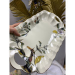 Porselen Kulplu Dikdörtgen Sunum Tabağı (Olive) 39*21*3,5