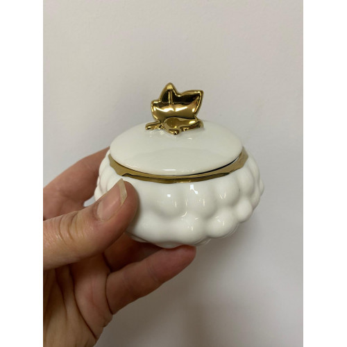 Kapaklı Porselen Yaldızlı Üzüm Kase 8 CM Kapaklı Porselen Yaldızlı Üzüm Kase 8 CM