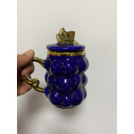 Lvn Porselen Üzüm Desenli Kapaklı Kupa Lacivert