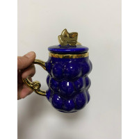 Lvn Porselen Üzüm Desenli Kapaklı Kupa Lacivert