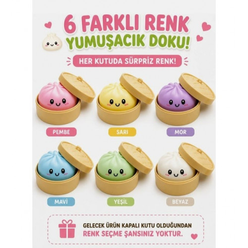 Baozı Squishy Dumpling Sürpriz Paket Renkli Simli Çin Mantısı Sukuşi Kutulu Büyük Boy 10x10 cm Baozı Squishy Dumpling Sürpriz Paket Renkli Simli Çin Mantısı Sukuşi Kutulu Büyük Boy 10x10 cm