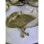 Ginkgo Sedefli Yaprak Dekoratif Metal Kase 38*37*7cm