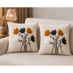 2 Li Punch İşleme Kırlent Kılıfı Fermuarlı 45x45 cm