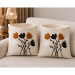 2 Li Punch İşleme Kırlent Kılıfı Fermuarlı 45x45 cm