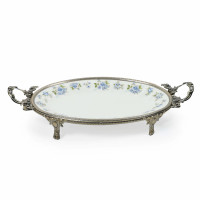 Gala Metal Ayaklı Oval Porselen Sunum Servis Tabağı 41*20* Gala Metal Ayaklı Oval Porselen Sunum Servis Tabağı 41*20*