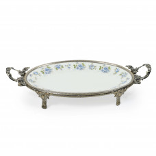 Gala Metal Ayaklı Oval Porselen Sunum Servis Tabağı 41*20* Gala Metal Ayaklı Oval Porselen Sunum Servis Tabağı 41*20*