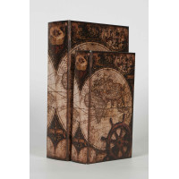 Vitale Küre Desenli Ahşap 2 Li Dekoratif Kitap Kutu 27*18*7 cm