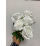 Yapay Beyaz Gül Demeti 9 Kafalı 43 cm
